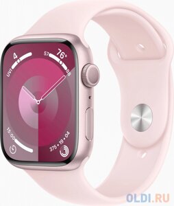 Смарт-часы Apple Watch Series 9 A2980 45мм корп. розовый Sport Band рем. светло-розовый разм. брасл. M/L (MR9H3ZP/A)