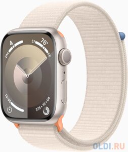 Смарт-часы Apple Watch Series 9 A2980 45мм OLED корп. сияющая звезда Sport Loop рем. сияющая звезда разм. брасл. 145-220мм (MR983LL/A)