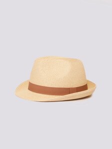 Соломенная плетёная шляпа-федора с лентой