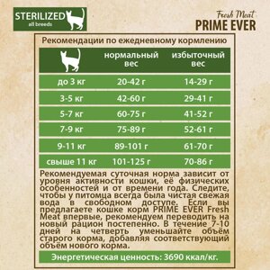 Сухой корм для кошек Prime Ever Fresh Meat Sterilized Adult Cat Индейка с рисом полнорационный 1,5 кг