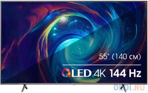 Телевизор hisense 55 4K/UHD QLED 3840x2160 2160p bluetooth wi-fi direct VIDAA серый 55E7kqpro