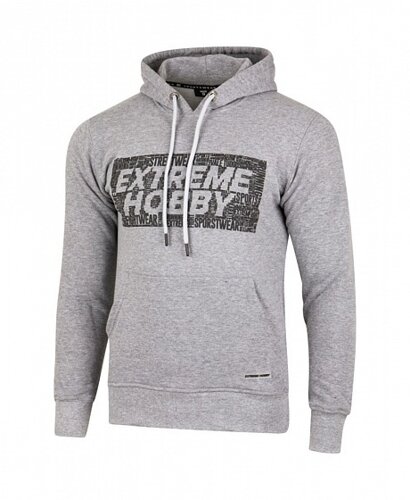 Толстовка hooded typography grey melange