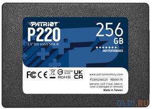 Твердотельный накопитель SSD 2.5 Patriot 256GB P220 P220S256G25 (SATA3, up to 550/490Mbs, 120TBW, 7mm)