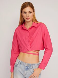 Укороченная блузка-рубашка с завязками
