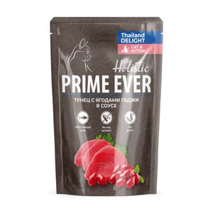 Влажный корм для кошек Prime Ever Holistic Тунец с ягодами годжи в соусе 0,085 кг