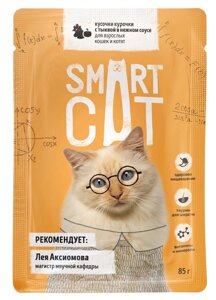 Влажный корм для кошек Smart Cat кусочки курочки с тыквой в нежном соусе пауч 0,085 кг