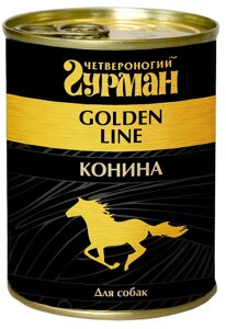 Влажный корм для собак Четвероногий Гурман Golden line Конина натуральная 0,34 кг