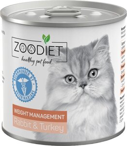 Влажный корм Zoodiet Weight Management при ожирении с кроликом и индейкой диета для кошек 0,24 кг