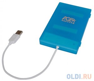 Внешний контейнер для HDD/SSD 2.5 SATA AgeStar SUBCP1 (BLUE) USB2.0 синий безвинтовая конструкция