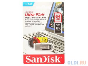 Внешний накопитель 64GB USB Drive USB 3.0 SanDisk Ultra Flair (SDCZ73-064G-G46)