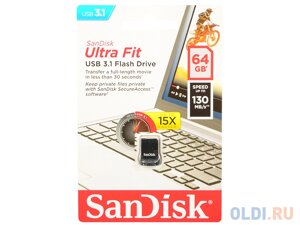 Внешний накопитель 64GB USB drive USB 3.1 sandisk ULTRA FIT черный (SDCZ430-064G-G46)