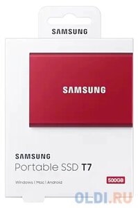 Внешний SSD диск 1.8 500 gb USB 3.1 type-C samsung T7 (MU-PC500R/WW) красный