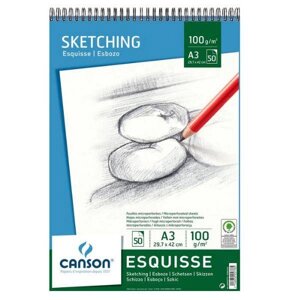 Альбом для графики на спирали Canson "Esquisse" 29,7х42 см 50 л 100 г, мелкое зерно
