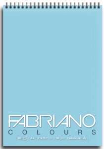 Альбом для графики на спирали Fabriano "Writing Colors" 21х29,7 см 100 л 80 г небесный