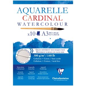 Альбом-склейка для акварели Clairefontaine "Cardinal" Torchon А3 10 л 300 г, 30% хлопок