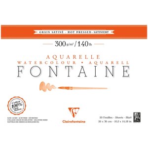 Альбом-склейка для акварели Clairefontaine "Fontaine Grain satin? Сатин 26х36 см 20 л 300 г, горяч.