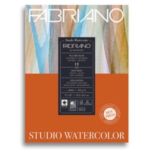 Альбом-склейка для акварели Fabriano "Watercolour studio" Сатин 22,9x30,5 см 12 л 300 г