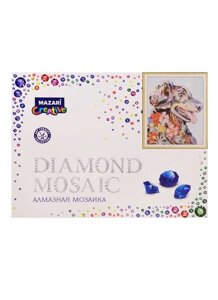 Алмазная мозаика Разноцветный пес, 30х40 см, 1 дизайн, частичная выкладка, стразы разного размера