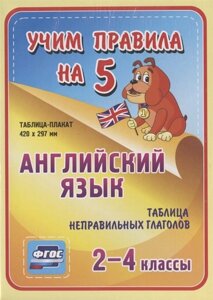 Английский язык. Таблица неправильных глаголов. 2-4 классы: Таблица-плакат 420х297