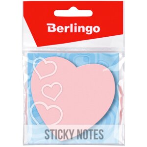 Блок самоклеящийся фигурный Berlingo "Сердце" 70*70 мм, 50 л, малиновый неон