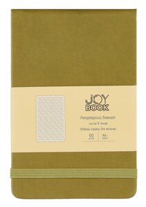 Блокнот А6- 100л лин. Joy Book. Оливковый 7БЦ, иск. кожа, тонир. блок, скругл. углы, горизонт. резинка, карман