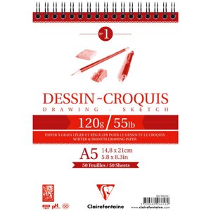 Блокнот для черчения и рисования Clairefontaine "Dessin Croquis" А5 50 л 120 г