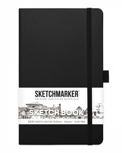 Блокнот для зарисовок Sketchmarker 13х21 см 80 л 140 г, твердая обложка Черный