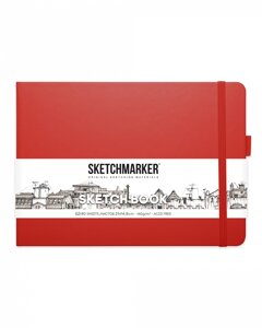 Блокнот для зарисовок Sketchmarker 21х14,8 см 80 л 140 г, твердая обложка Красный пейзаж