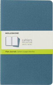 Блокнот нелинованный Moleskine "Cahier Journal" 3 шт Large 13х21 мм 84 стр, обложка голубая