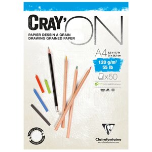 Блокнот-склейка Clairefontaine "Cray'ON" А4 50 л 120 г, мелкозернистый