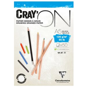Блокнот-склейка Clairefontaine "Cray'ON" А5 50 л 120 г, мелкозернистый