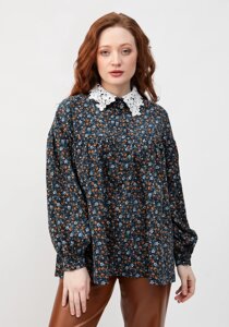 Блуза с цветочным принтом и воротником