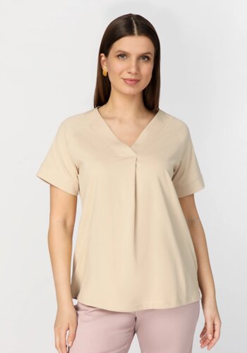 Блуза с V образным вырезом и рукавами реглан