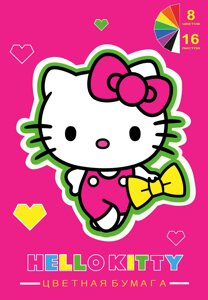 Бумага цветная 08цв 16л А4 Hello Kitty Neon односторонняя, на скрепке