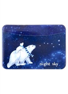 Чехол для карточек горизонтальный Белые медведи Night sky