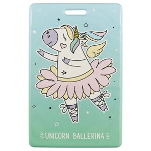 Чехол для карточек «Unicorn ballerina», зелёный градиент