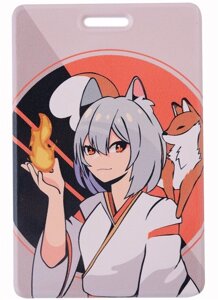 Чехол для карточек вертикальный Аниме Девушка с лисичкой и огнем (Сёдзё) (цветная)