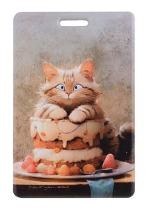 Чехол для карточек вертикальный Сладкие коты Кондитер (Кот с тортом) (ДК2024-451)