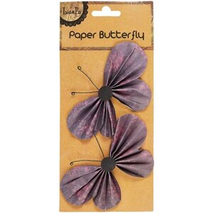 Декоративные элементы бабочки бумажные, 2 шт, на карточке крафт в пакете с подвесом, в ассортименте, 12 видов