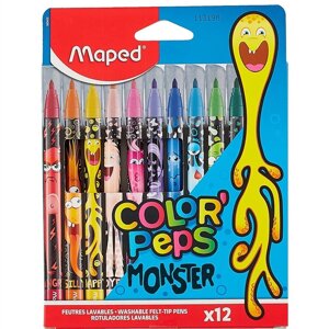 Фломастеры 12цв COLOR PEPS monster, к/к, подвес, maped