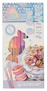 Карандаши цветные 24цв 12шт Pastel Artmate двусторонние, к/к, подвес, ACMELIAE