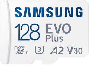 Карта памяти Samsung MicroSDXC 128Гб EVO Plus CL10 с адаптером белый