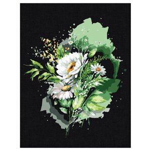 Картина по номерам на черном холсте ТРИ СОВЫ "Цветы", 30*40 см, c акриловыми красками и кистями