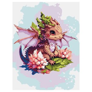 Картина по номерам на холсте ТРИ СОВЫ "Дракон" 30*40 см, с акриловыми красками и кистями