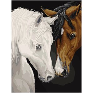 Картина по номерам на холсте ТРИ СОВЫ "Лошади", 30*40 см, с акриловыми красками и кистями