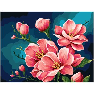 Картина по номерам на холсте ТРИ СОВЫ "Яблоневый цвет", 30*40 см, с акриловыми красками и кистями