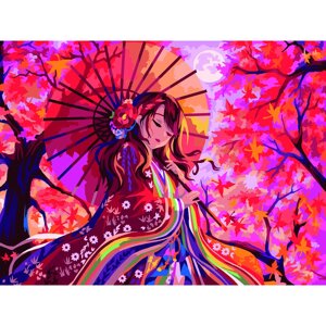 Картина по номерам на холсте ТРИ СОВЫ "Японское солнце", 30х40 см, с акриловыми красками и кистями
