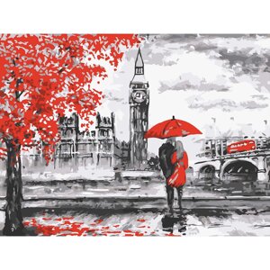 Картина по номерам на картоне ТРИ СОВЫ "Красный Лондон" 30*40 смсм, с акриловыми красками и кистями