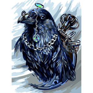Картина по номерам на картоне ТРИ СОВЫ "Статный ворон", 30*40 см, с акриловыми красками и кистями