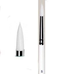 Кисть синтетика белая №12 круглая Живописные кисти "1B12" длинная ручка